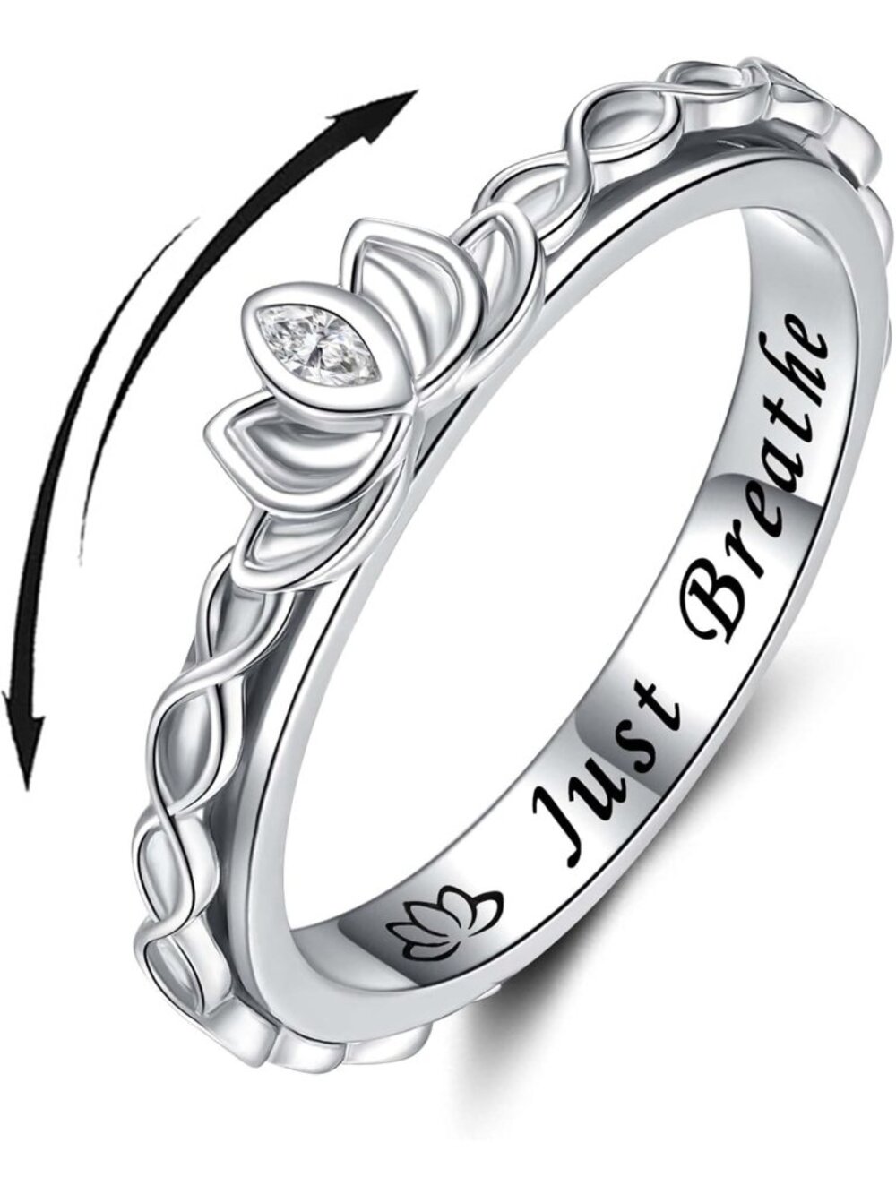 Sterling Silver Fidget Spinner Ring for Women | Stress Relief Anxiety Jewelry